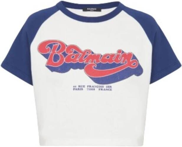 Balmain Retro 70s Bedrukt T-shirt voor Vrouwen White Dames