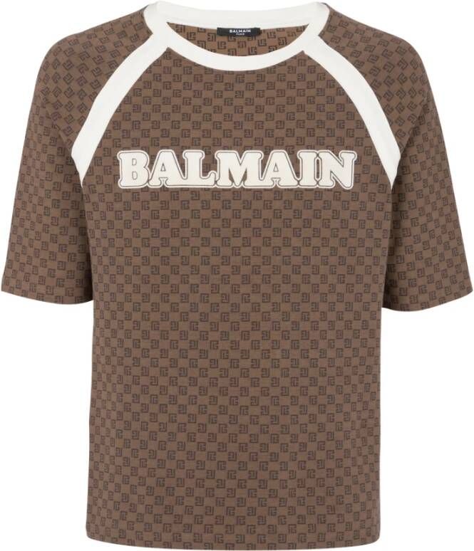 Balmain Bruine T-Shirts & Polos voor Heren Aw23 Bruin Heren