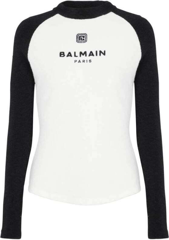Balmain Retro PB bouclette jersey trui Wit Dames