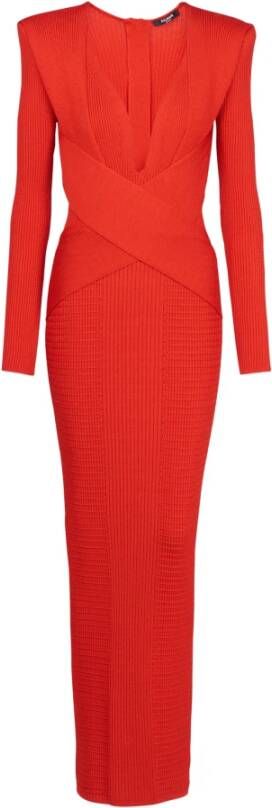 Balmain Bodycon jurk van gebreide stof Red Dames