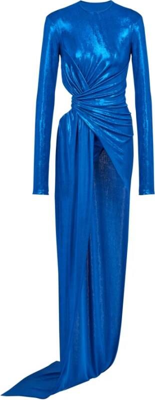 Balmain Robe drapée en jersey lamé Blauw Dames