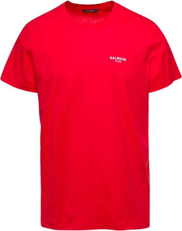 Balmain Rode Flock T-Shirt Klassieke Pasvorm Rood Heren