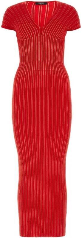 Balmain Rode stretch viscose blend jurk Rood Dames