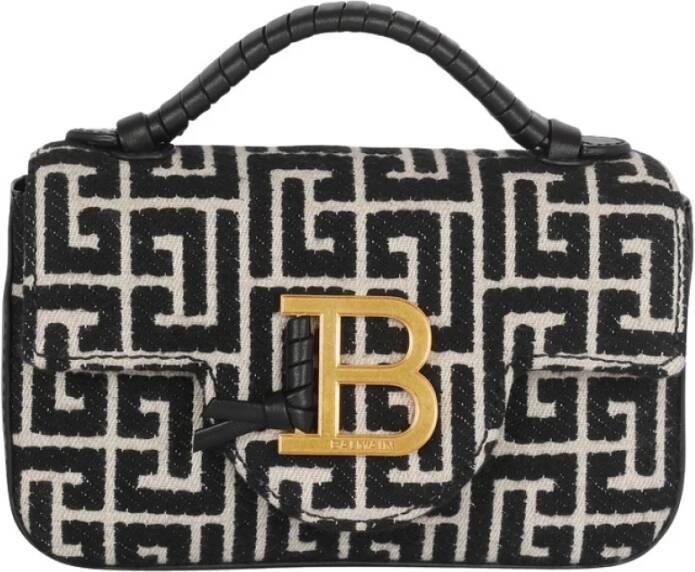 Balmain Sac B-Buzz mini en jacquard monogramme Mini B-Buzz tas in jacquard monogram Black Dames