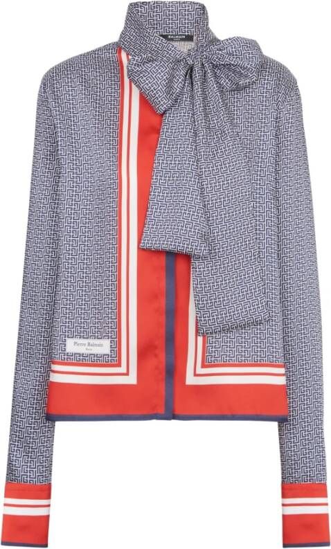 Balmain Blouse met monogram print Blauw - Foto 1