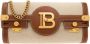 Balmain B-Buzz 23 leather and canvas clutch bag Brown Dames - Thumbnail 9