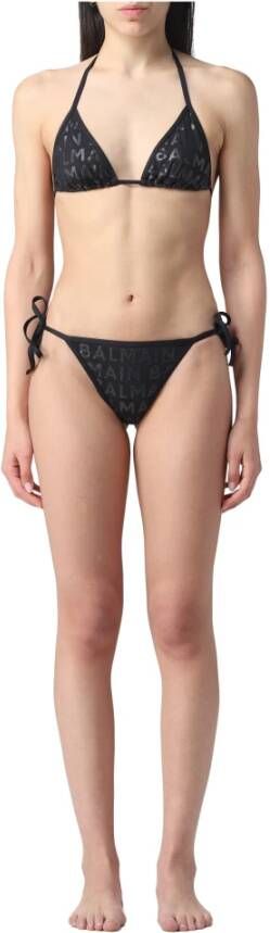 Balmain Iconische Logo Vetersluiting Bikini Zwart Dames