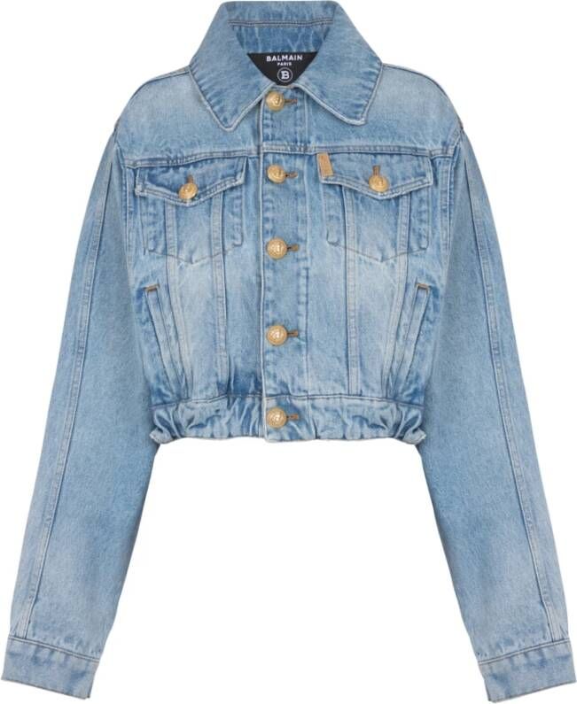 Balmain Short jacket in faded denim Blauw Dames