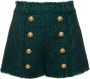 Balmain Groene Tweed Shorts met Hoge Taille Green Dames - Thumbnail 1