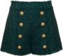 Balmain Groene Shorts met Hoge Taille en Tweed Green Dames - Thumbnail 1