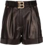 Balmain Leren shorts Zwart - Thumbnail 1