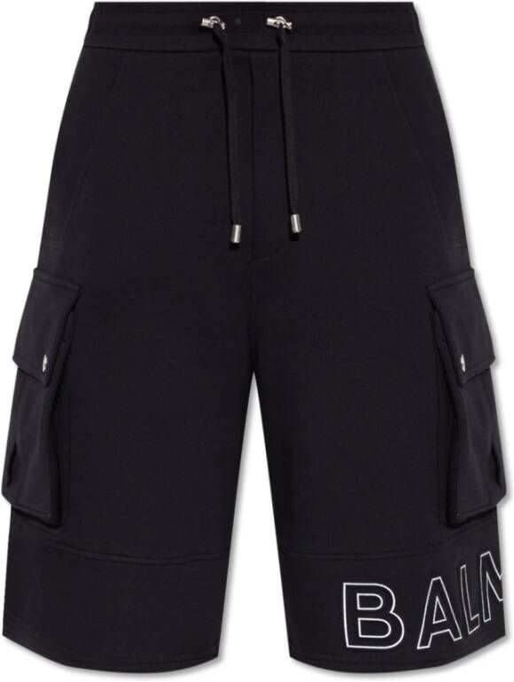 Balmain Shorts met logo Zwart Heren