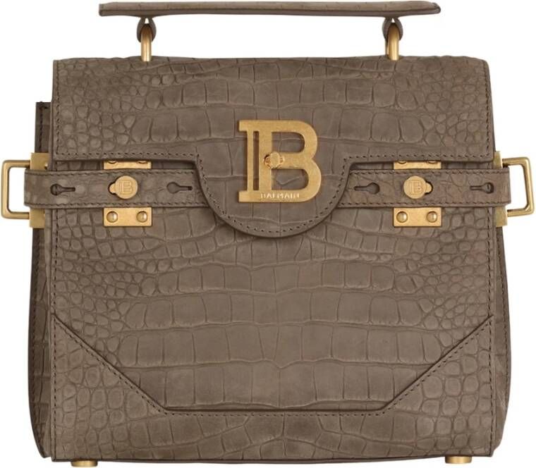 Balmain Crossbody bags B-Buzz 23 Bag Crocodile Effect Embossed Leather in taupe