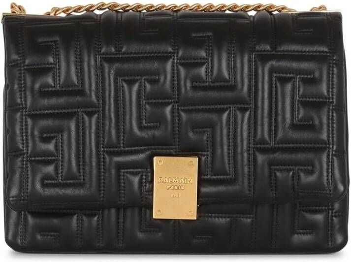 Balmain Zachte Gewatteerde Zwarte Tas met Kettingdetail Black Dames