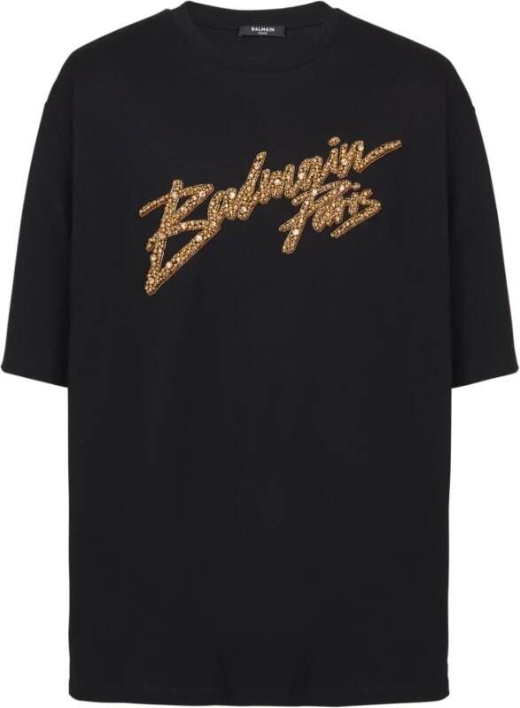 Balmain handtekening T-shirt Black Heren