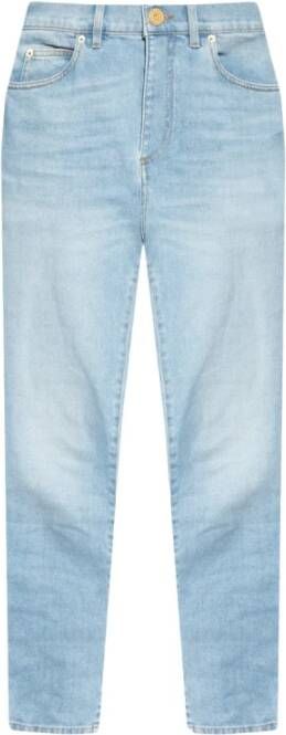 Balmain Faded denim slim fit jeans Blauw Dames
