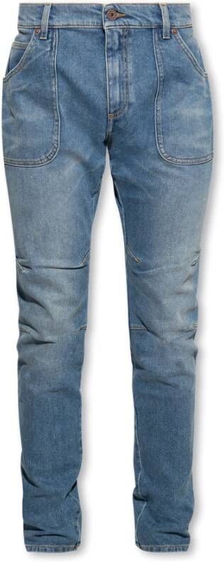 Balmain Slim-fit denim jeans met metalen details Blue Heren
