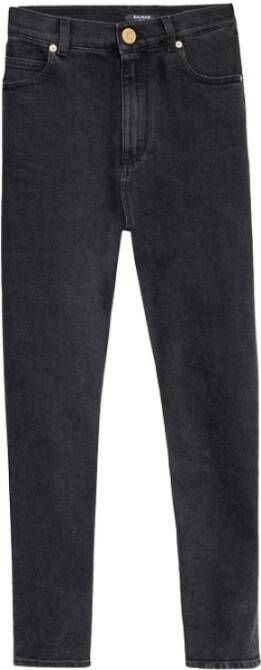 Balmain Slim-fit denim jeans met klassieke zakken Black Dames