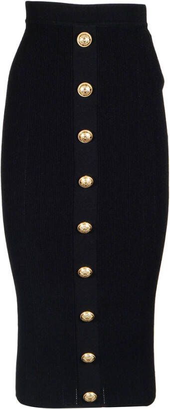 Balmain Gebreide rok met middellange lengte Black Dames