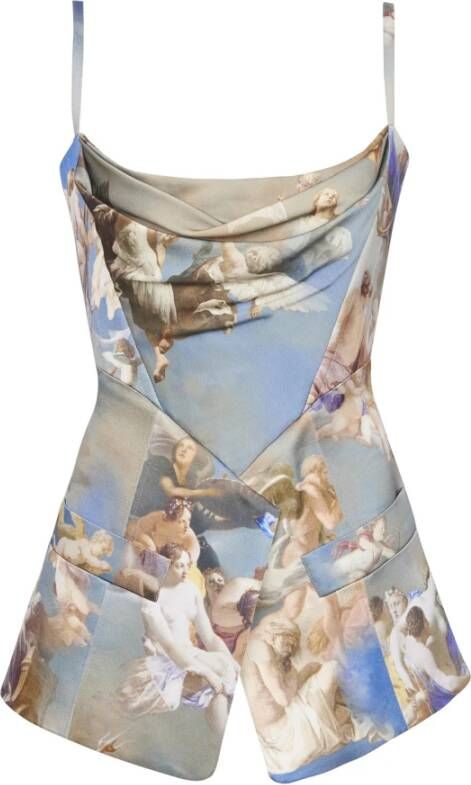 Balmain Sky printed satin corset top Meerkleurig Dames