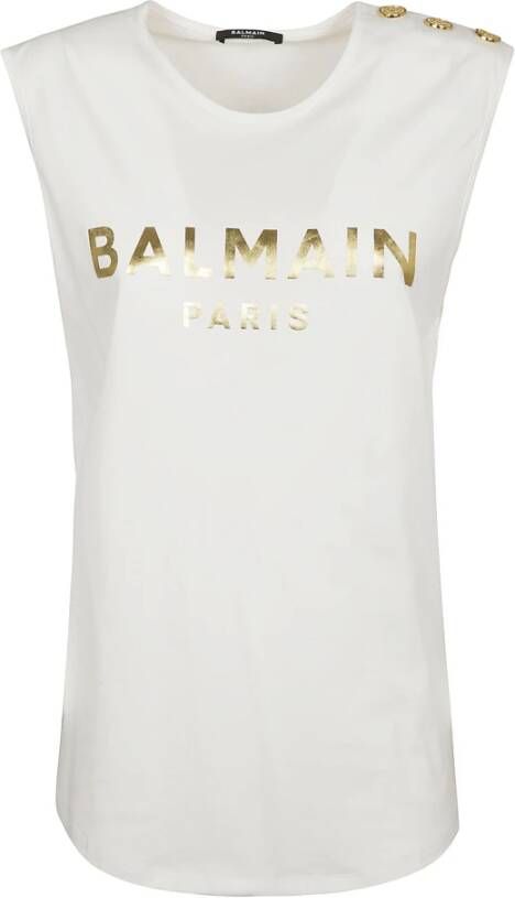 Balmain T-shirts and Polos White Wit Dames