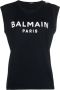 Balmain Monogram Mouwloze Katoenen Top met Knoopdetail Black Dames - Thumbnail 1