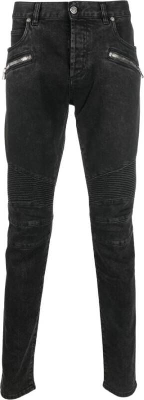Balmain Slim-Fit Biker-Style Jeans Grijs Heren