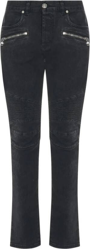 Balmain Slim-Fit Denim Jeans met ritsdetails Zwart Heren