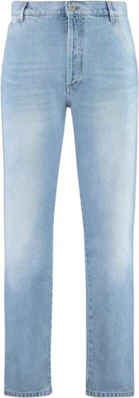 Balmain Luxe Monogram Straight-Leg Jeans Blauw Heren