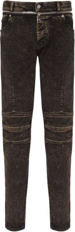 Balmain Slim-fit jeans met ritssluiting riem Black Heren