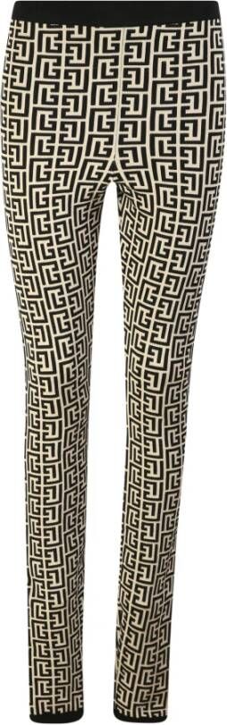 Balmain Slim-fit leggings met monogrampatroon Zwart Dames