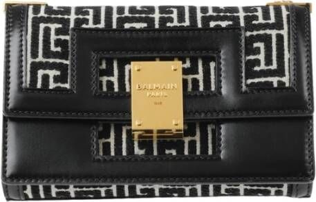 Balmain Small-sized bicolor jacquard 1945 Heritage bag Zwart Dames