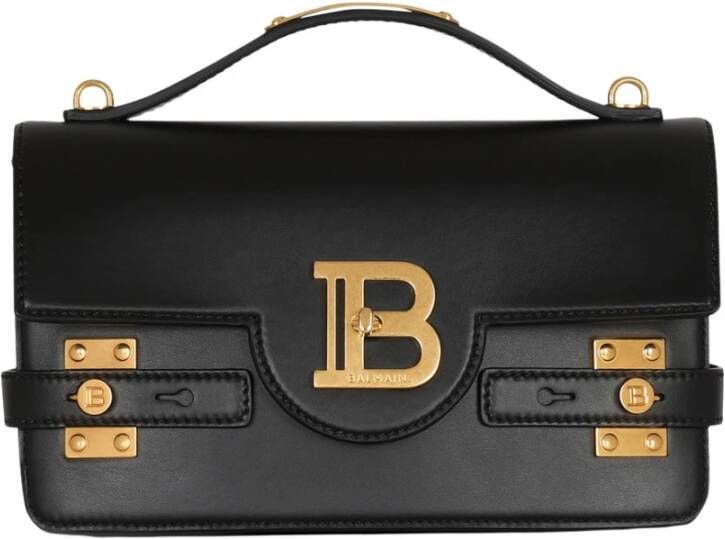 Balmain Stijlvolle Canvas en Kalfsleren Crossbody Handtas Zwart Dames