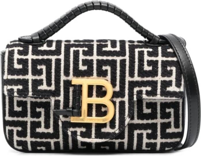 Balmain Stijlvolle B-Buzz Monogram Crossbody Tas Zwart Dames