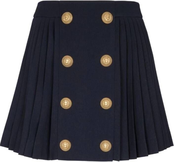Balmain Pleated skirt with two rows of buttons Blauw Dames