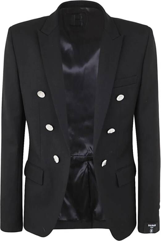 Balmain Stijlvolle Twill 6 Knoopjasje Zwart Heren