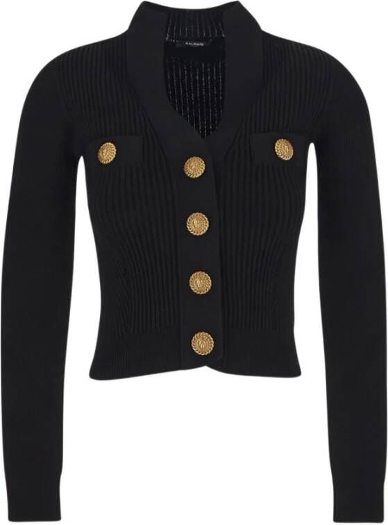 Balmain Stijlvolle Viscose Cardigan Zwart Dames