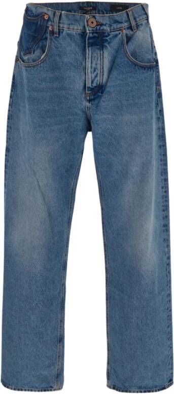 Balmain Stoere Contrast-Effect Denim Jeans Blauw Heren