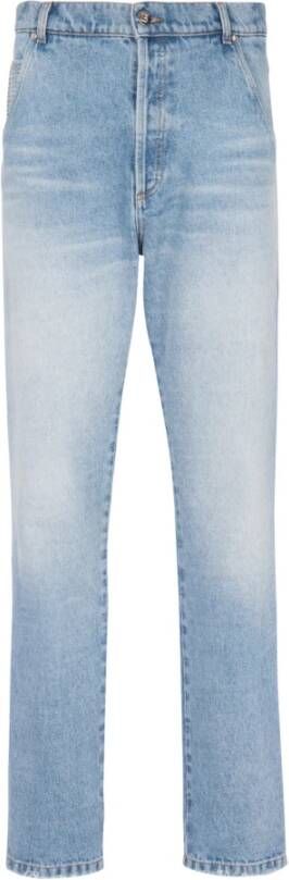 Balmain Straight cut cotton jeans Blauw Heren