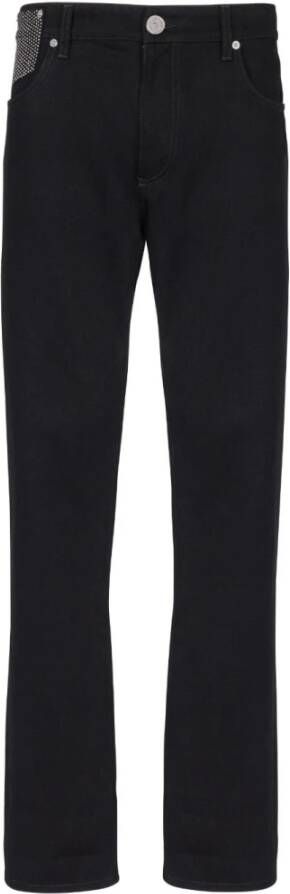Balmain Crystal-verfraaide straight-leg jeans Black Heren