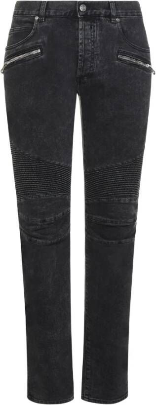 Balmain Gebleekte Skinny Jeans in Zwart Black Heren