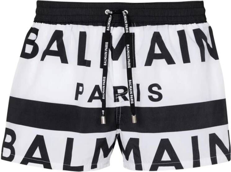 Balmain Strandkleding Shorts met Logo Print White Heren