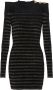 Balmain Elegante Jurk met Knoopdetail en Strepen Zwart Dames - Thumbnail 1