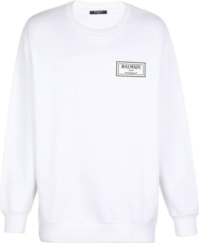 Balmain Sweatshirt met rubberen patch White Heren