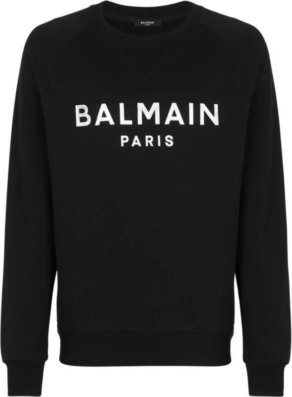 Balmain Sweatshirt van milieuvriendelijk katoen met metallic logo print Black Heren