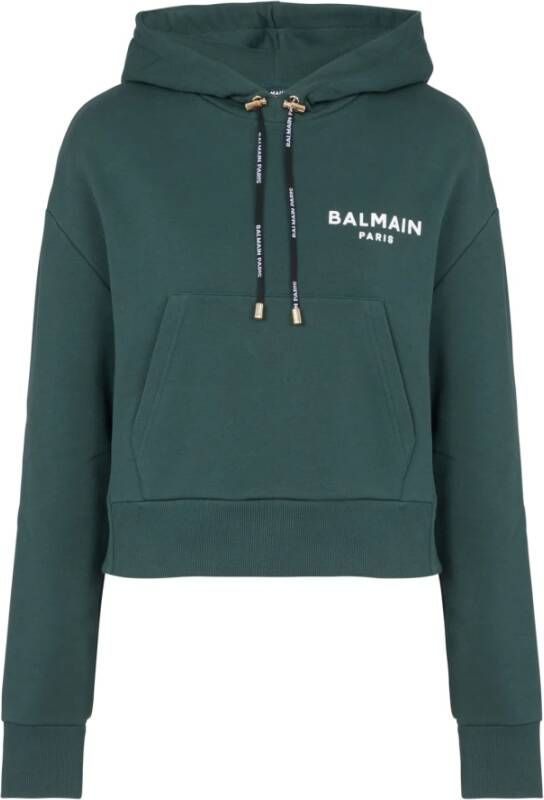 Balmain Sweatshirt with mini flocked Paris detail Groen Dames