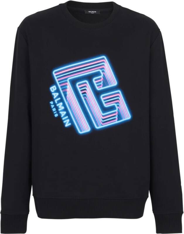 Balmain Sweatshirt with Neon logo print Zwart Heren