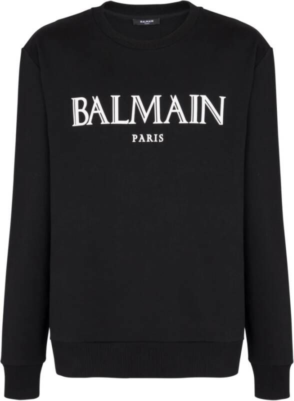 Balmain Sweatshirt met rubberen Romeins logo Black Heren
