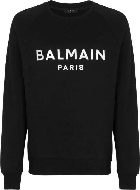Balmain Sweatshirt van milieuvriendelijk katoen met metallic logo print Black Heren