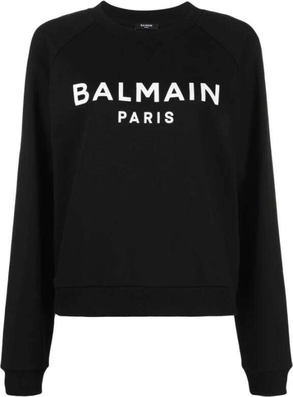 Balmain Ecologisch ontworpen katoenen sweatshirt met logo-opdruk Black Dames